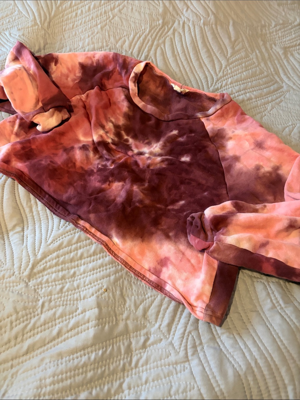 entro Pink & Maroon Tie-Dye Cropped Sweatshirt